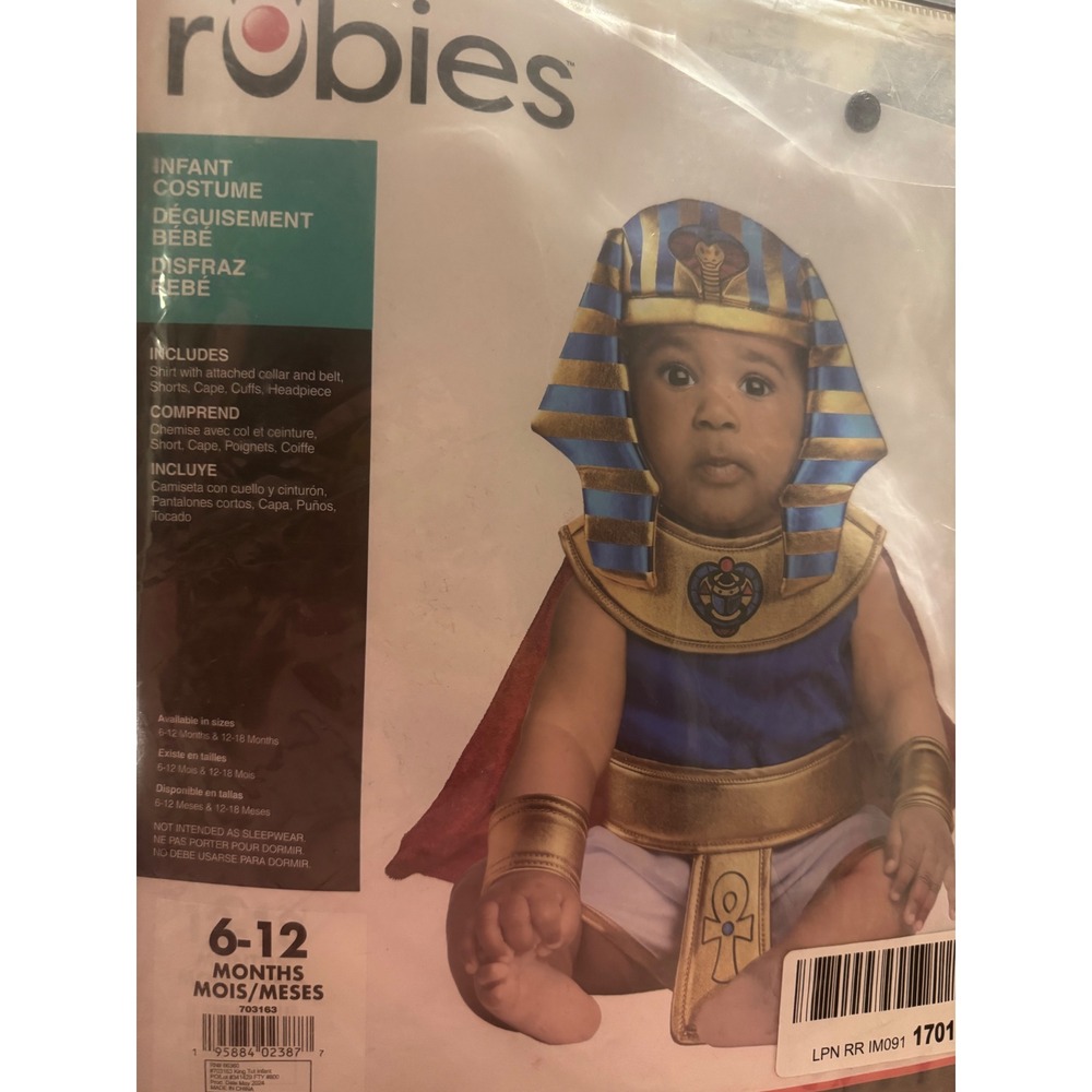 Rubies King Tut Costume Infant 6-12 Months Blue Gold Egyptian Pharaoh Royal - Picture 6 of 6